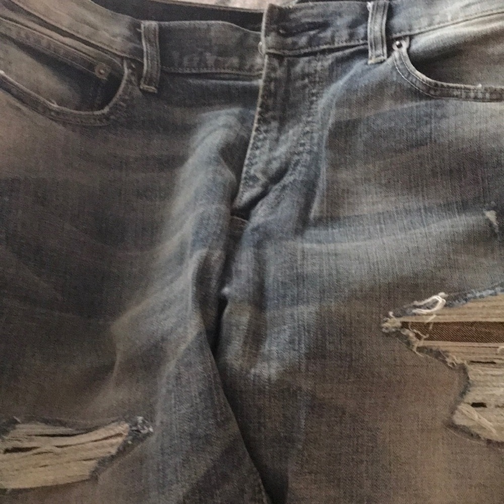 Express Men Ripped Patched Jeans - Picture 2 of 8